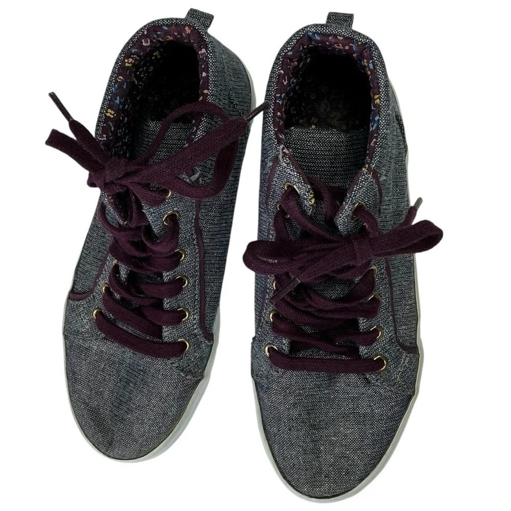 Old Navy‎ Girls Hightop Sneakers Chambray Blue Metallic Gold Sparkle and Purple